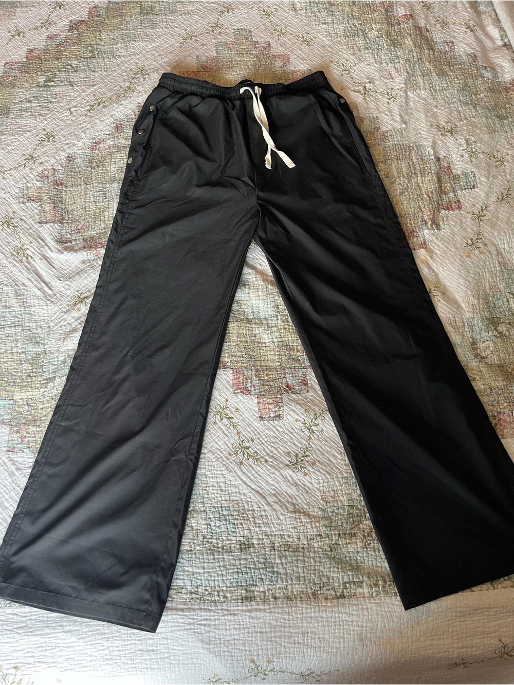MNML Men's Black Wide-Leg Drawstring Pants 34